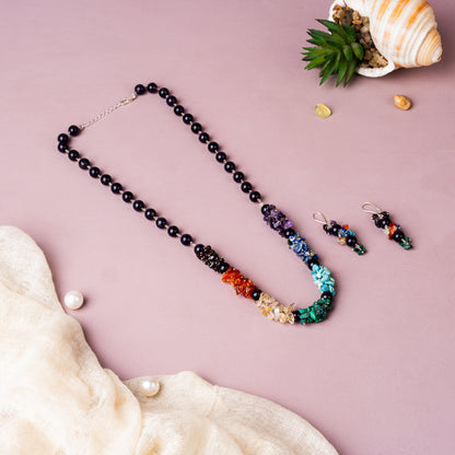 7 Chakra Crystal Healing Necklace Set with Earrings – 92.5 Sterling Silver