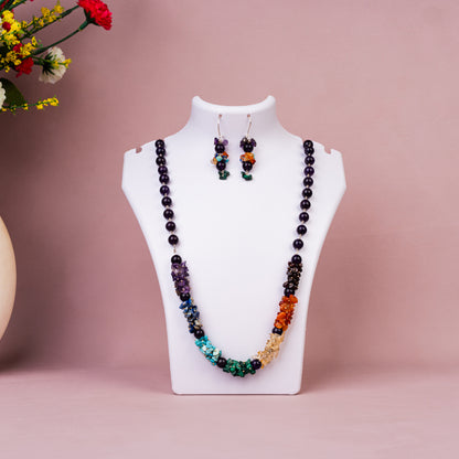7 Chakra Crystal Healing Necklace Set with Earrings – 92.5 Sterling Silver