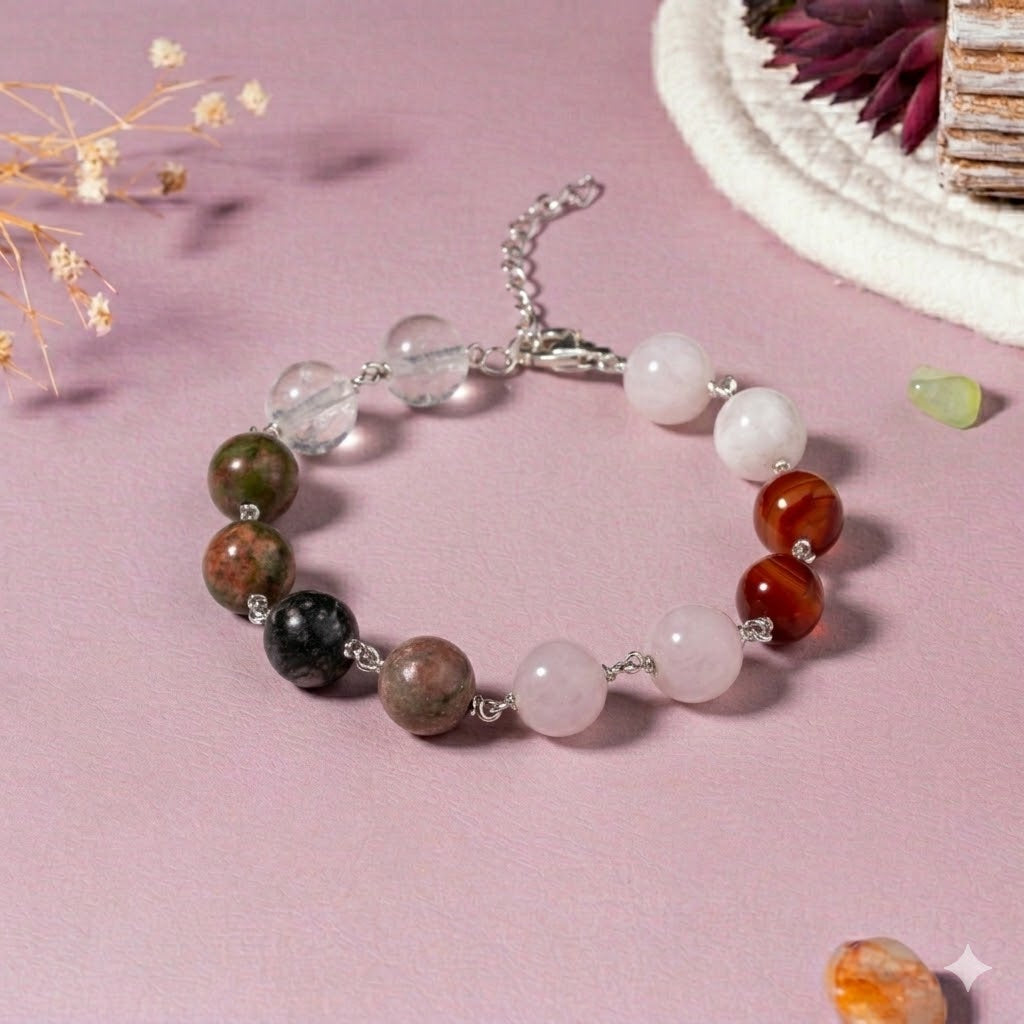 Fertility & Enhance Womb Energy Crystal 92.5 Sterling Silver Bracelet