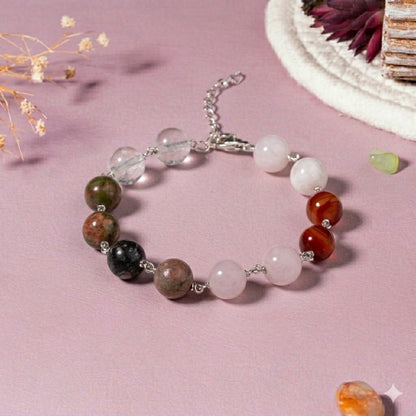 Fertility & Enhance Womb Energy Crystal 92.5 Sterling Silver Bracelet