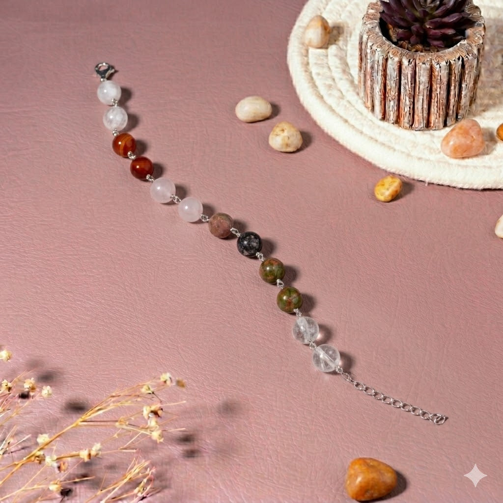 Fertility & Enhance Womb Energy Crystal 92.5 Sterling Silver Bracelet