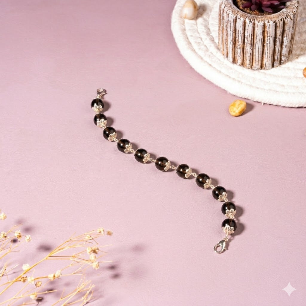 Smoky Quartz - Stone Of Stability 92.5 Sterling Silver Bracelet | 10 mm Bead