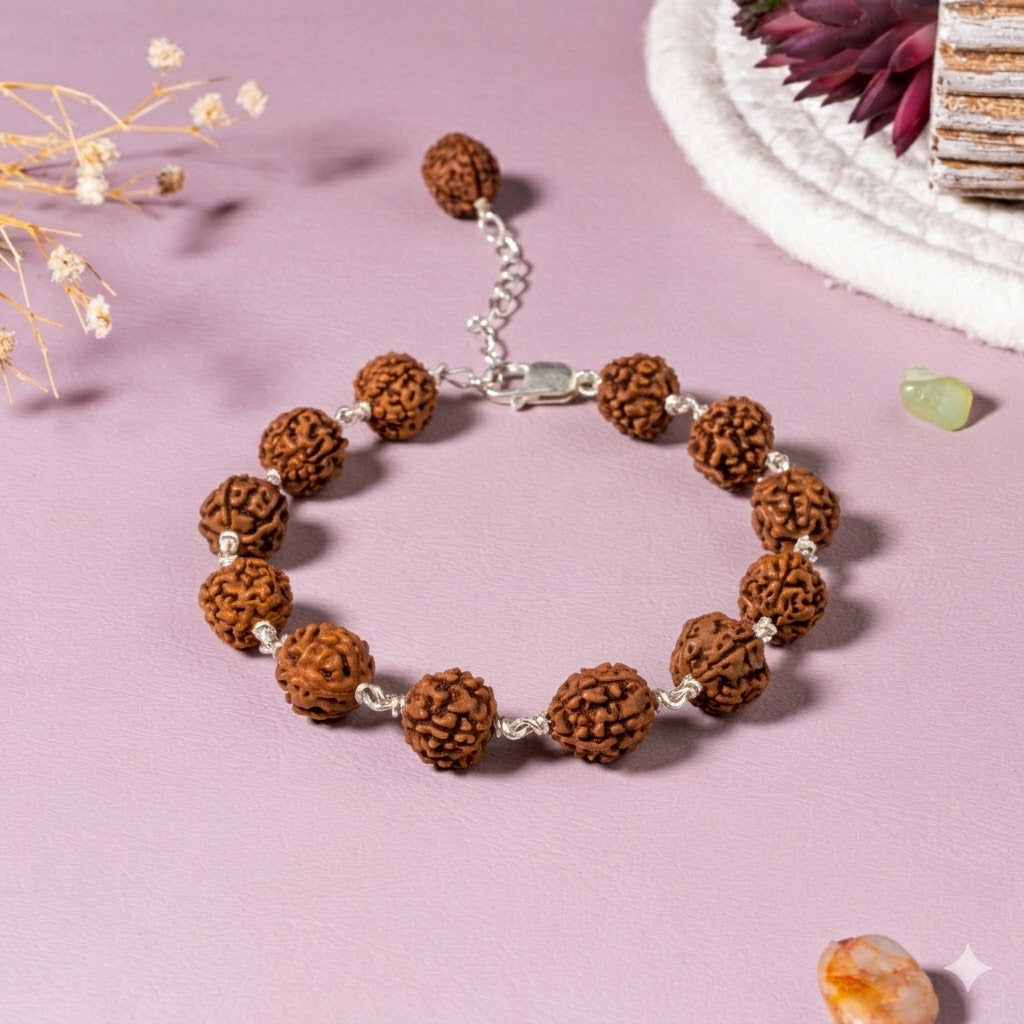Rudraksha 92.5 Sterling Silver Bracelet