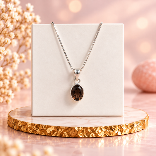 Smoky Quartz Stability Pendant – 92.5 Sterling Silver Healing Crystal Pendant