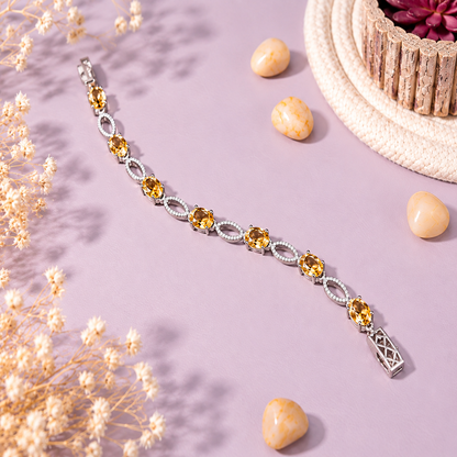 Citrine Crystal 92.5 Sterling Silver Bracelet