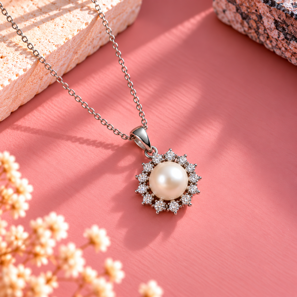 Pearl 92.5 Sterling Silver Starburst Pendant