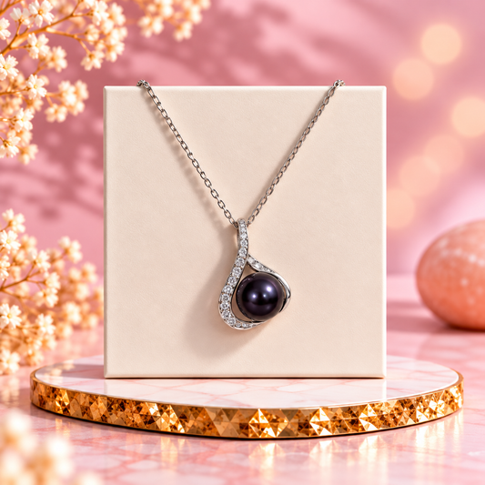 Black Pearl 92.5 Sterling Silver Teardrop Pendant