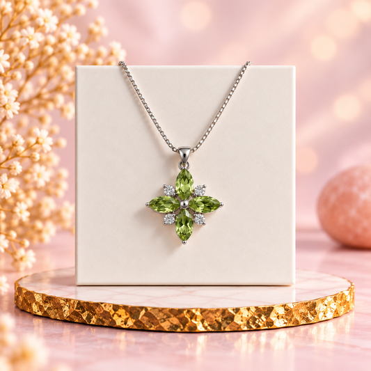 Peridot Crystal 92.5 Sterling Silver Pendant