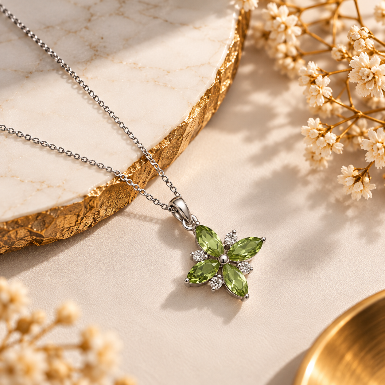 Peridot Crystal 92.5 Sterling Silver Pendant