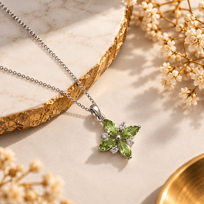Peridot Crystal 92.5 Sterling Silver Pendant