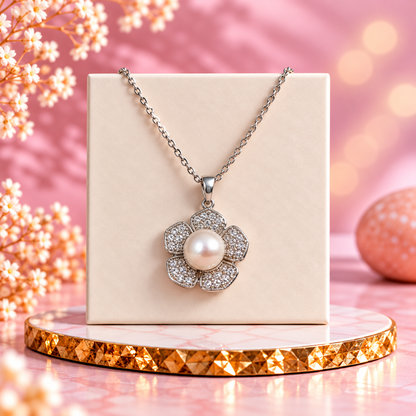 Pearl 92.5 Sterling Silver Flower Pendant