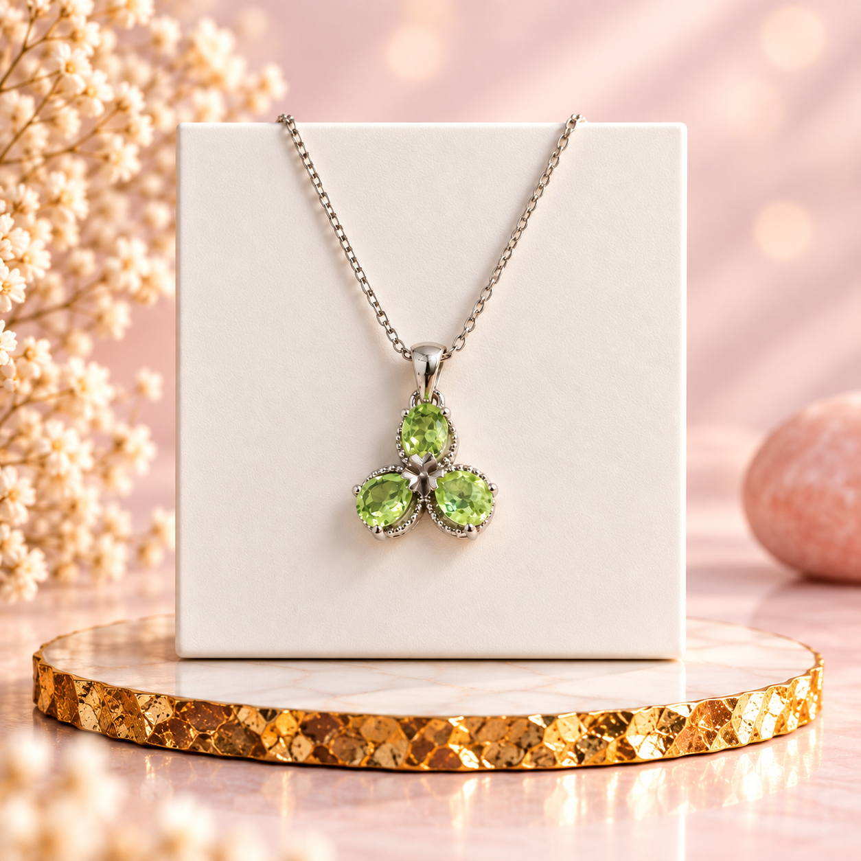 Peridot Crystal 92.5 Sterling Silver Pendant for Renewal