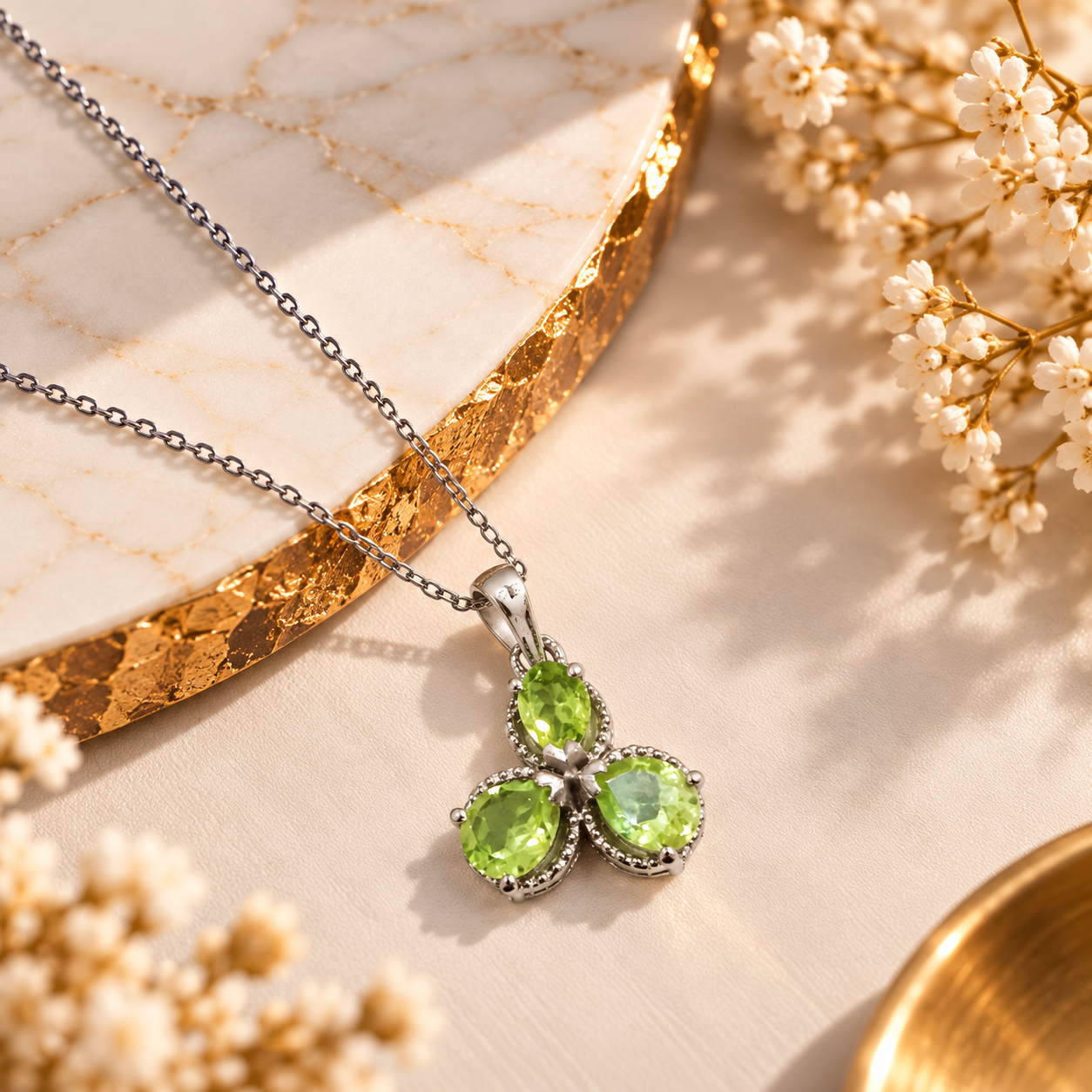 Peridot Crystal 92.5 Sterling Silver Pendant for Renewal