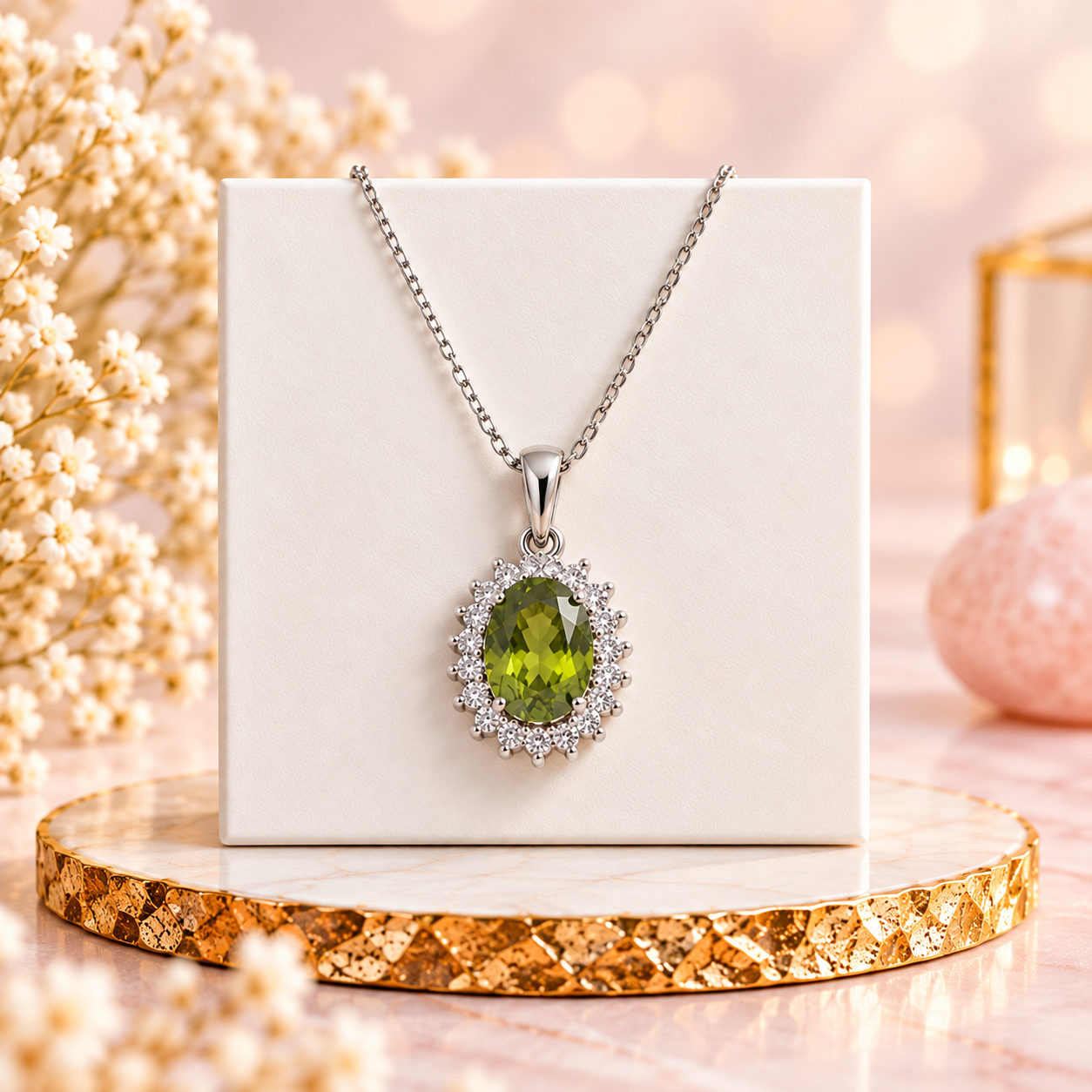 Peridot Crystal 92.5 Sterling Silver Pendant for Positivity