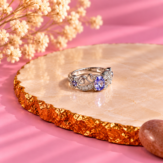 Tanzanite Crystal 92.5 Sterling Silver Ring