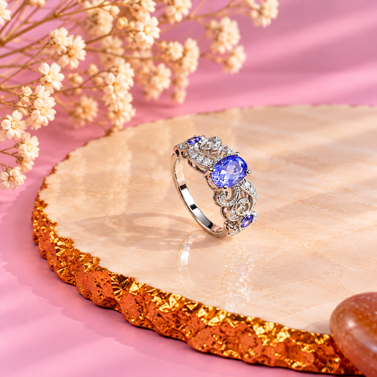 Tanzanite Crystal 92.5 Sterling Silver Ring