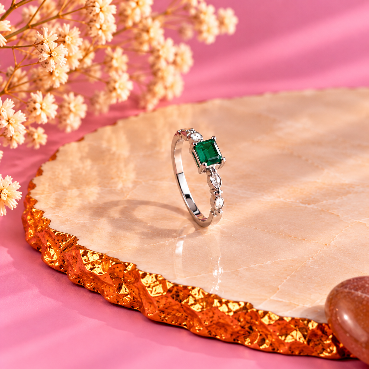 Green Onyx Crystal 92.5 Sterling Silver Ring