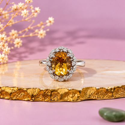 Citrine Crystal 92.5 Sterling Silver Ring